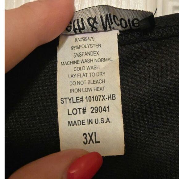 Sz 3X ELIZABETH NICOLE Black Cuffed Drop-shoulder Pleated Bottom Midi Dress - Picture 2 of 10